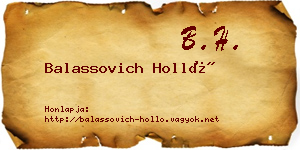 Balassovich Holló névjegykártya